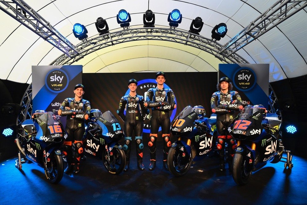 da sinistra: Andrea Migno (24 anni) e Celestino Vietti (18) Moto3; Luca Marini (22) e Marco Bezzecchi (21) Moto2