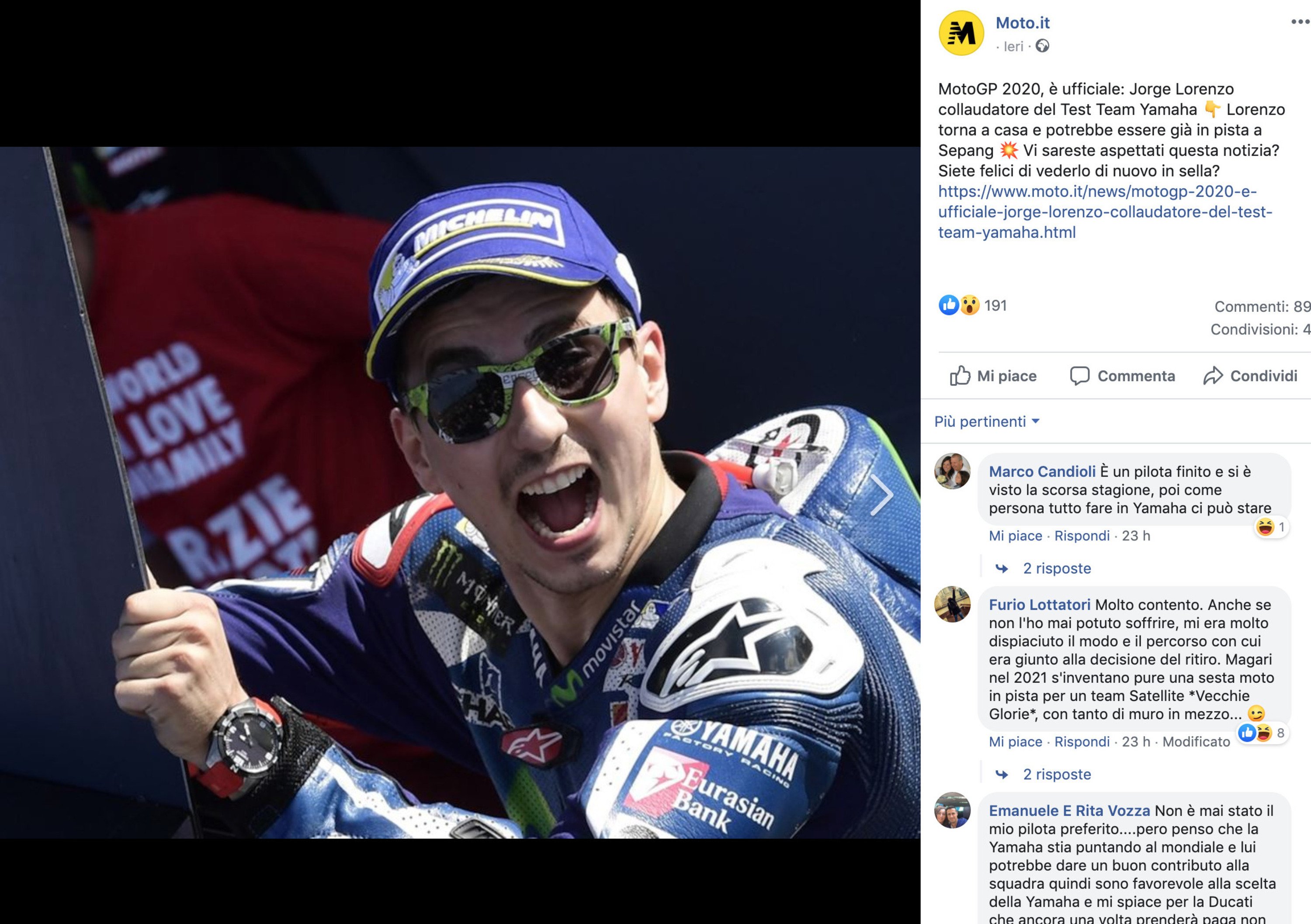 MotoGP. Lorenzo tester Yamaha. Giusto o sbagliato... secondo voi