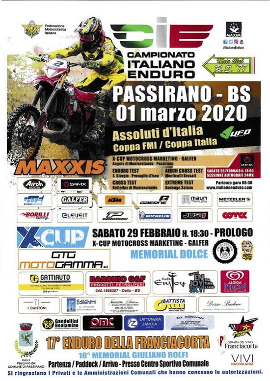 Assoluti d'Italia Enduro 2020: prima prova il 29 febbraio a Passirano (BS)