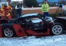 Max Biaggi e la Ferrari F40 in fiamme