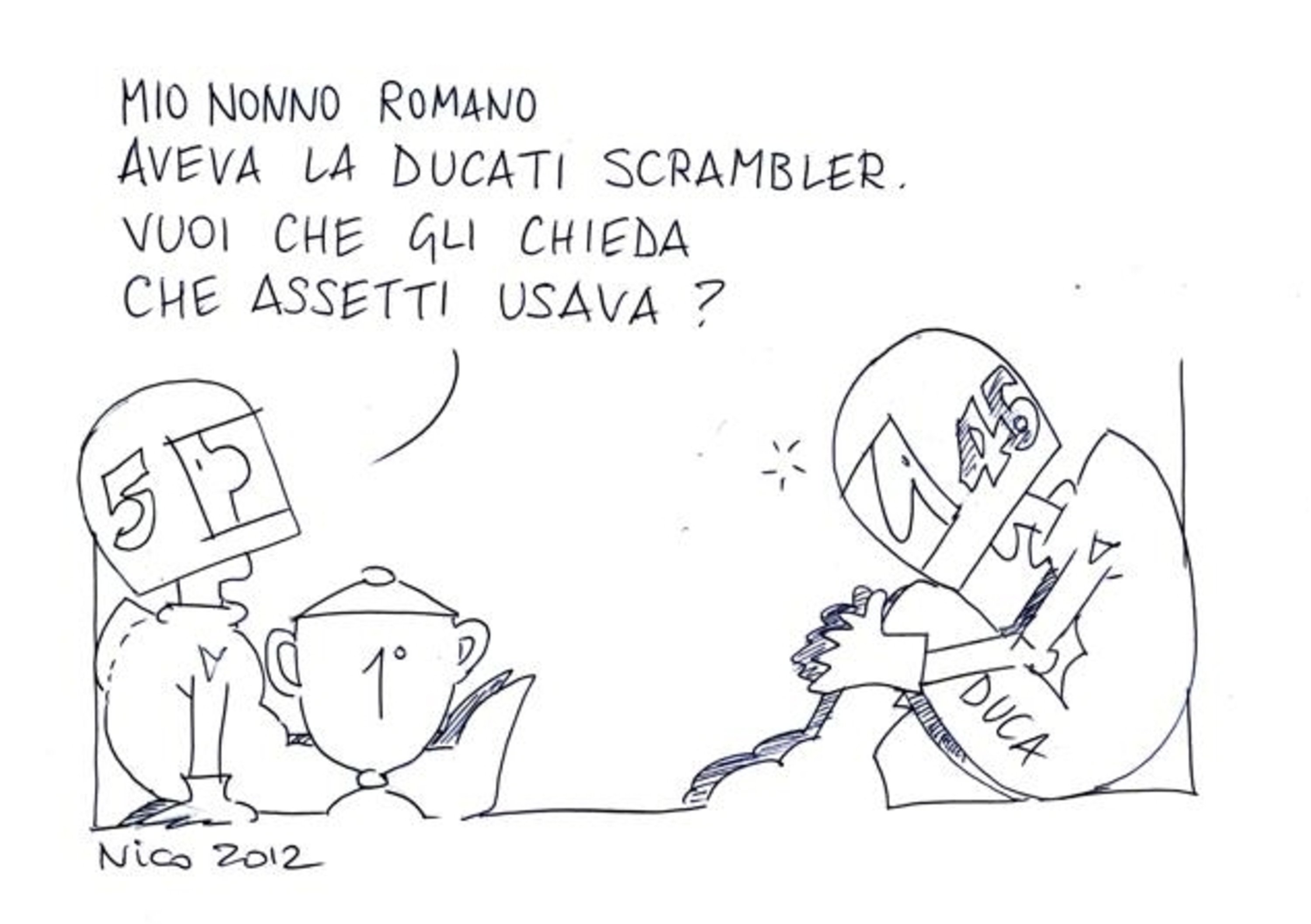 La vignetta di Nico Cereghini dedicata a Romano Fenati e Valentino Rossi