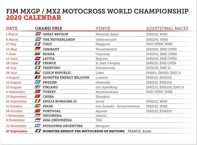 Il nuovo calendario della MXGP