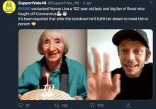 Valentino Rossi alla 102enne guarita dal Coronavirus: Lei è molto più tosta di me