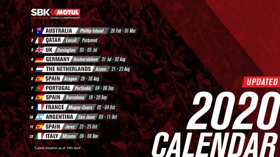 Il nuovo calendario SBK 2020