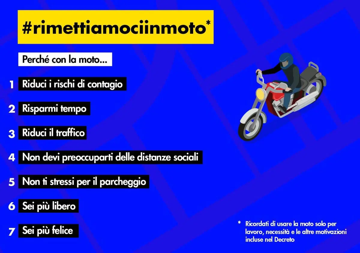 Fase 2 #rimettiamociinmoto - Sette motivi per cui le "due ruote" sono, e saranno sempre pi&ugrave; importanti - IL NOSTRO MANIFESTO