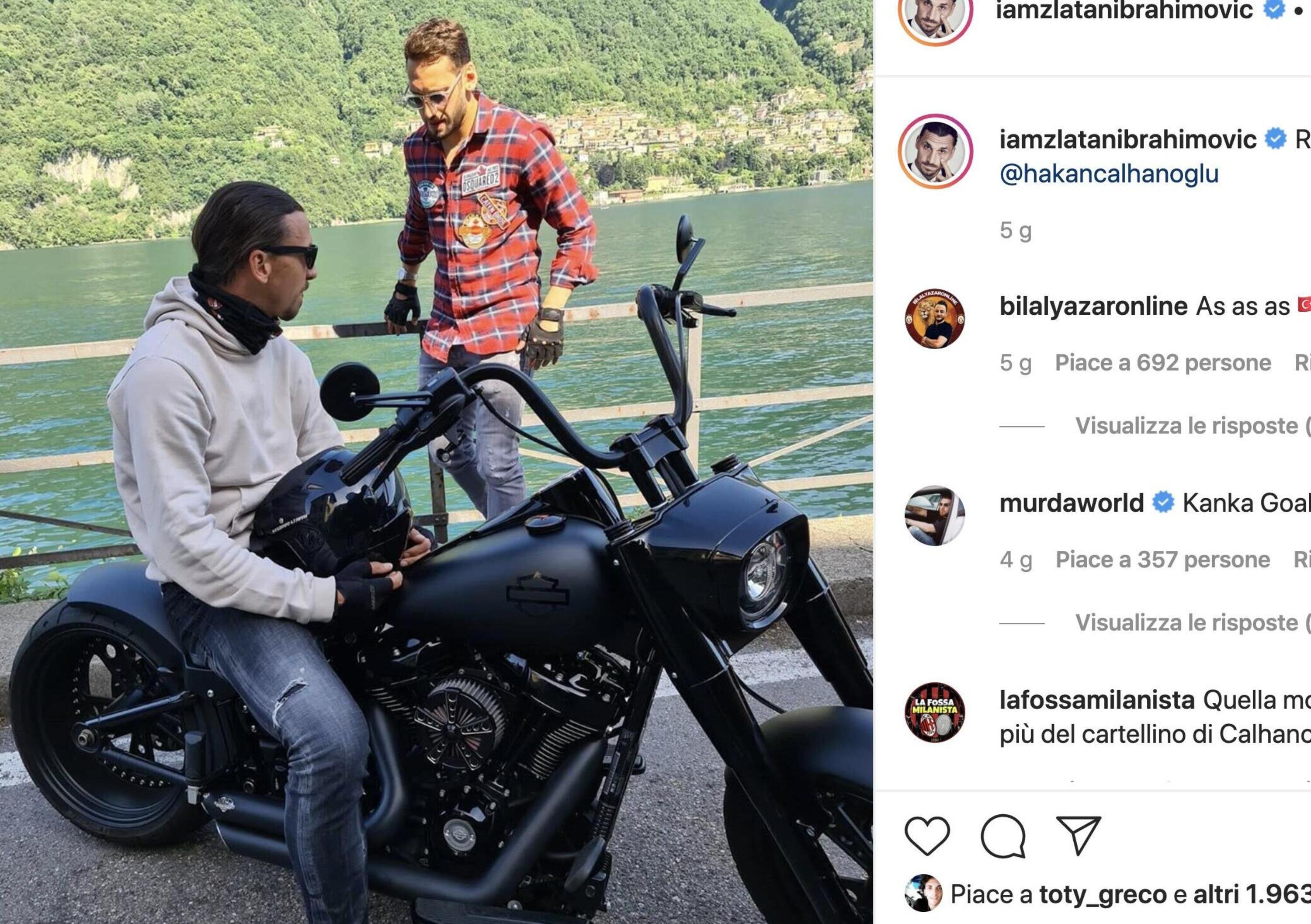 In moto con la sua Harley: il giro di Zlatan Ibrahimovic sul lago di Como