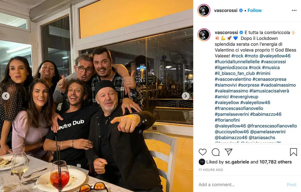 Valentino Rossi e Vasco Rossi si incontrano a Rimini