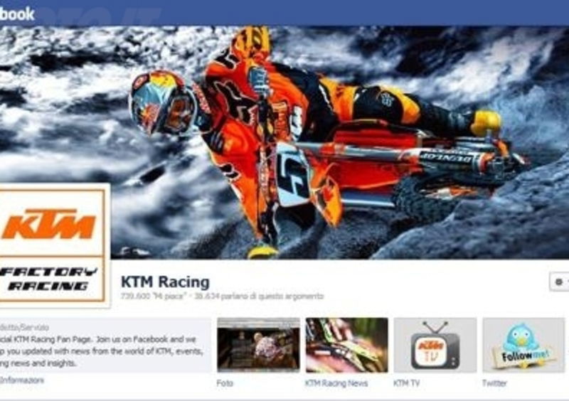 KTM, dall&#039;offroad, alla strada, ora anche sui social network