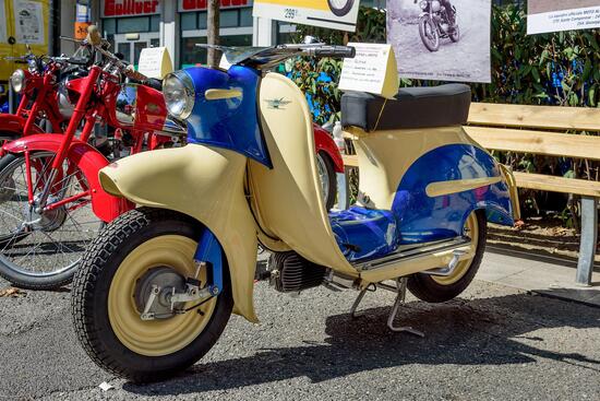 L’unico esemplare costruito dello Scooter Alpino di 150 cm3, visibile in questa foto, è rimasto allo stadio di prototipo. Prodotto dalla FBM di Bologna, questo modello si è in seguito trasformato nel Guizzo, commercializzato per alcuni anni dalla Palmieri e Gulinelli di Bologna