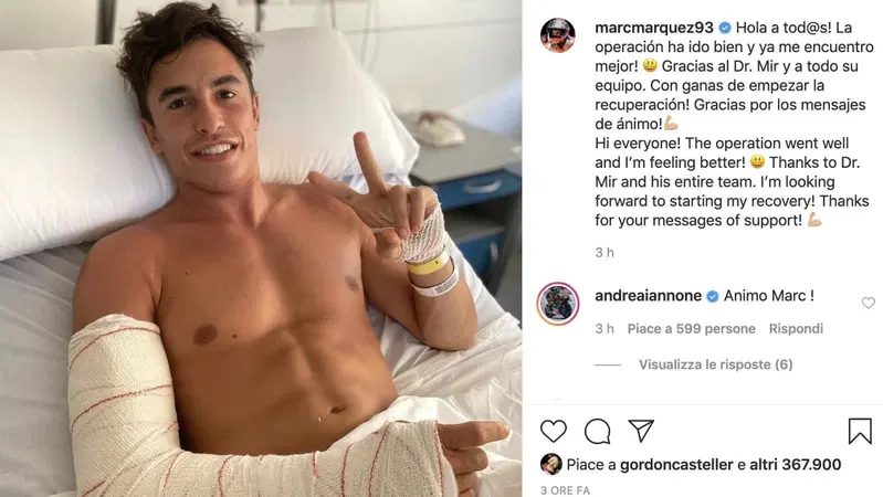 Marc Marquez, operazione riuscita: il nervo &egrave; integro. Il rientro a Brno si fa concreto