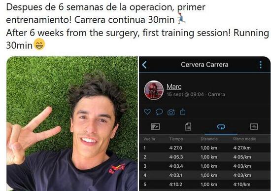 Marc Marquez torna a correre - a piedi - dopo l'intervento