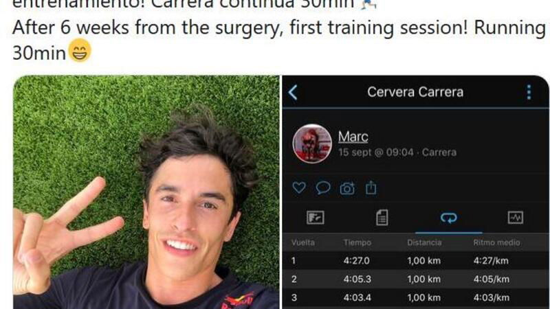 Marc Marquez torna a correre - a piedi - dopo l&#039;intervento