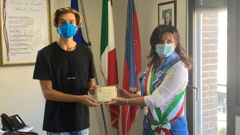 Luca Marini "Orgoglio Tavulliese": il riconoscimento consegnato stamattina dalla prima cittadina