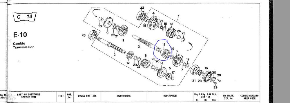 INGRANAGGIO CAMBIO 21 DENTI HONDA MTX125R 1986 198