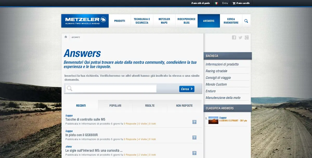 E' online il nuovo sito Internet Metzeler