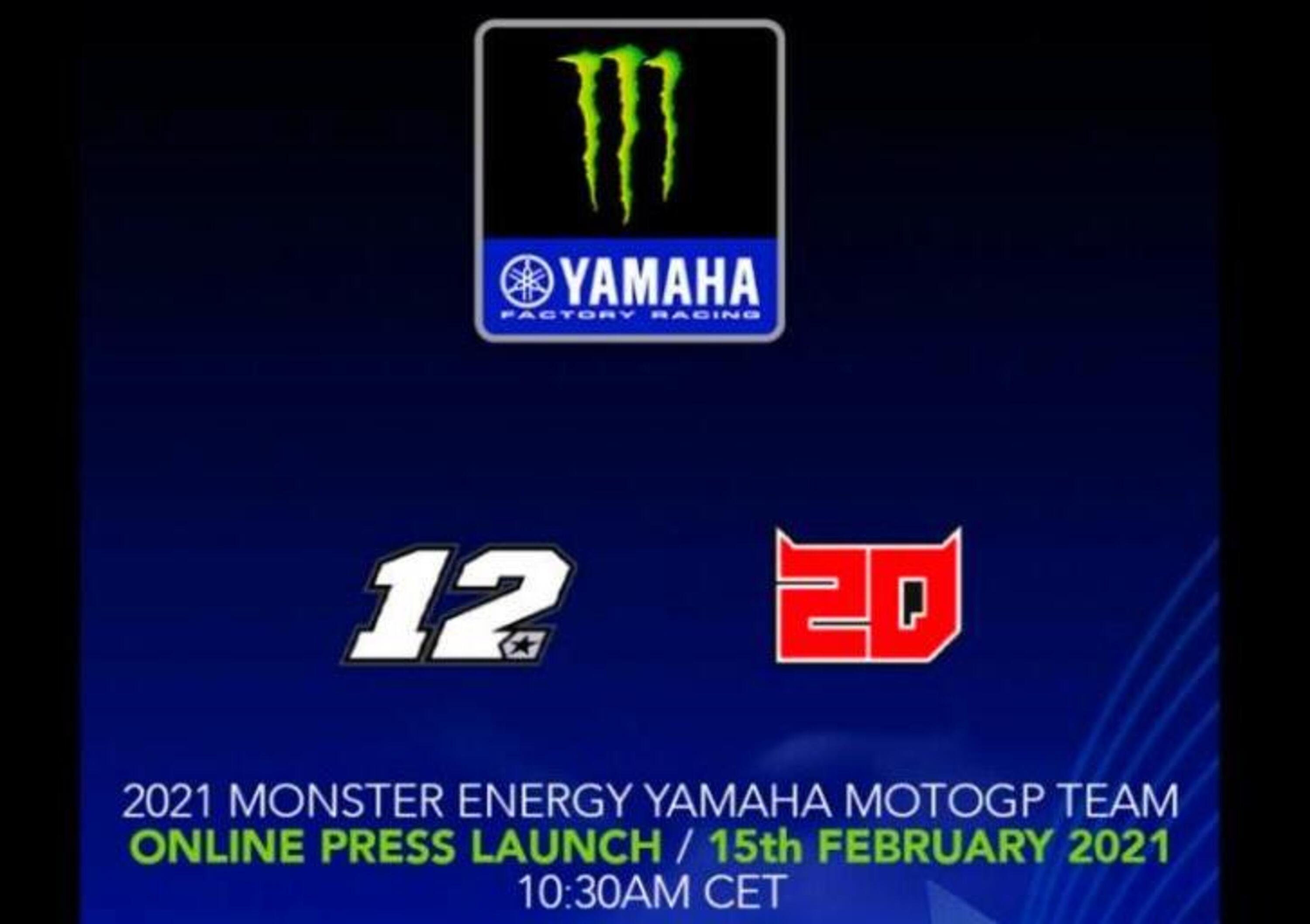 MotoGP 2021: per il Team Yamaha Monster Energy presentazione online il 15 febbraio