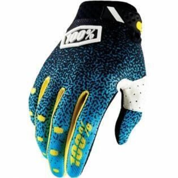 GUANTI 100% CROSS RIDEFIT CYAN/BLACK da scontare 100 %