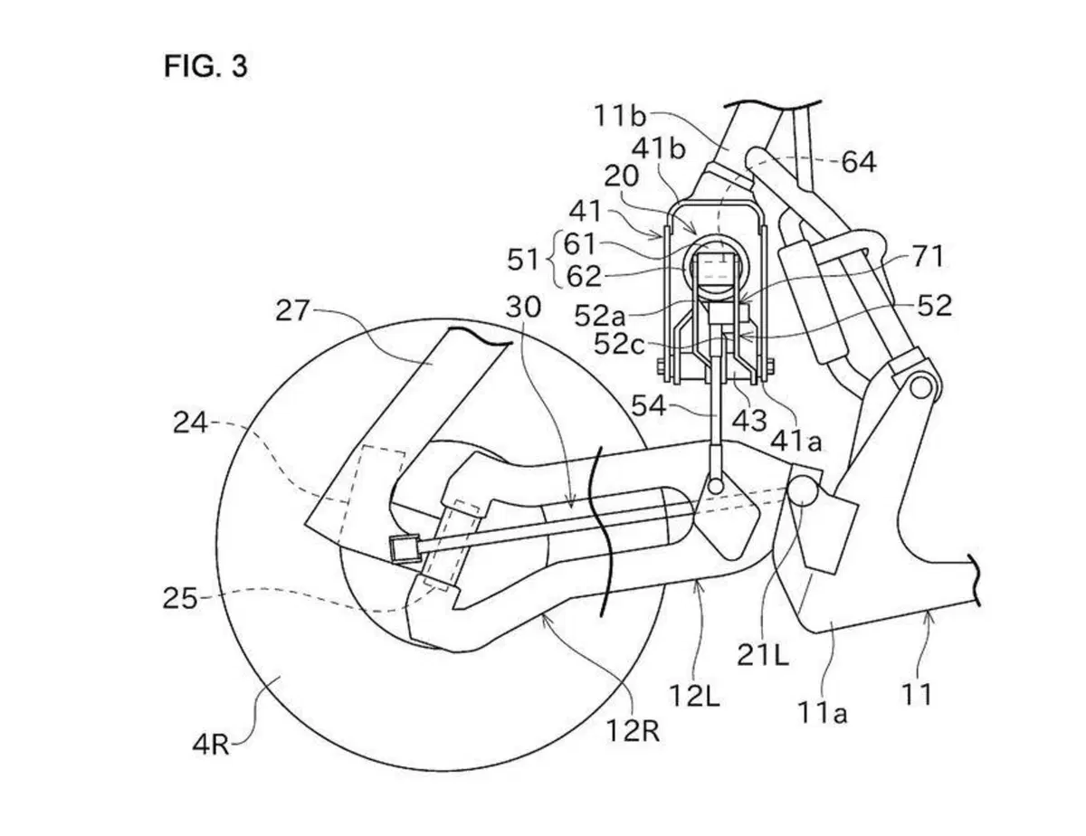 Kawasaki: spunta il brevetto per una moto sportiva a tre ruote (2)