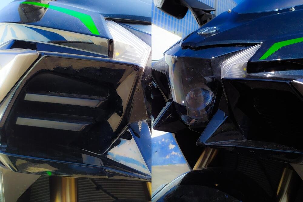 le due prese prese d&#039;aria sulla carenatura anteriore della Kawasaki Ninja H2 SX SE