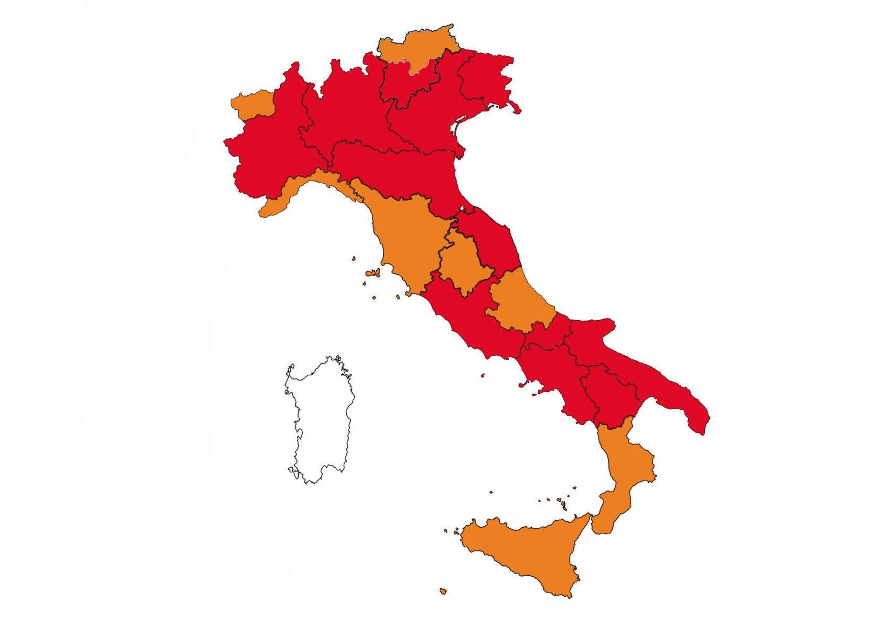 Covid-19. Italia mezza rossa e mezza arancione. Quali sono gli spostamenti consentiti?