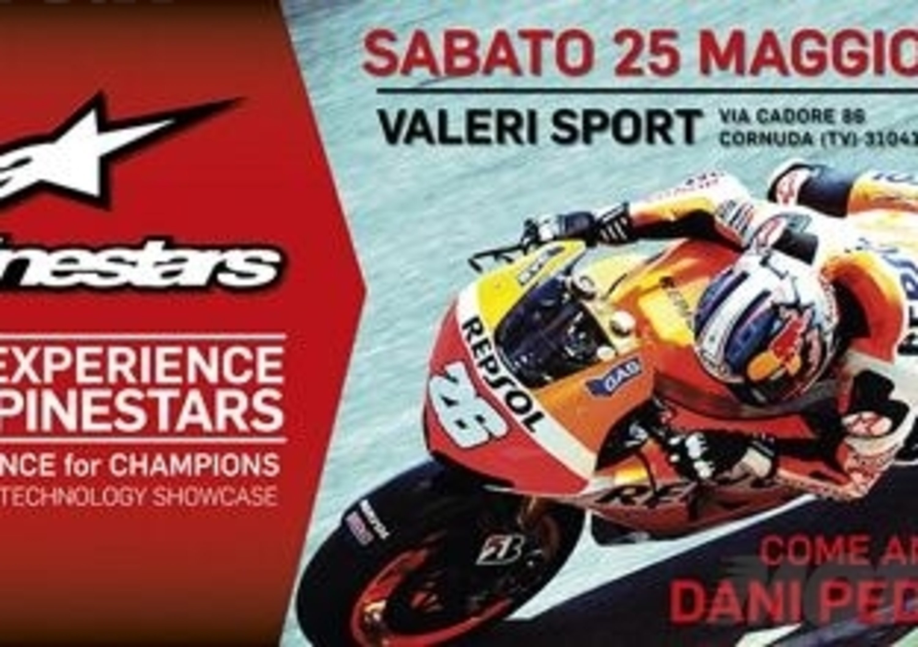 Race Experience by Alpinestars: Dani Pedrosa ospite da Valeri Sport sabato 25 maggio