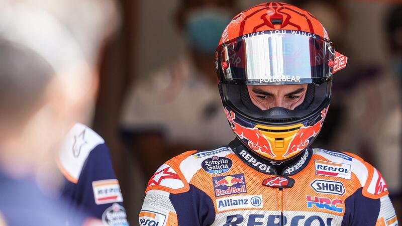 MotoGP 2021. GP di Catalunya a Barcellona. Marc Marquez: &quot;Uno strano fluido denso nella spalla&quot;