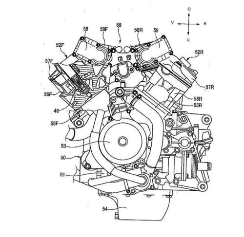 Brevetto motore Honda V4. A volte V2 (2)