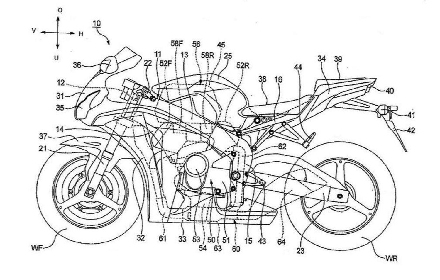 Brevetto motore Honda V4. A volte V2