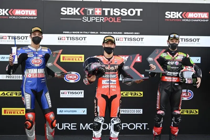 Misano. Il podio della Superpole Race