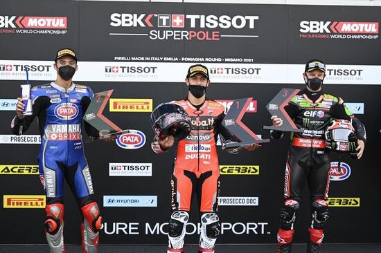 Misano. Il podio della Superpole Race