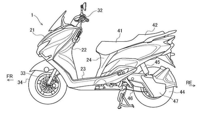 Suzuki brevetta uno scooter elettrico. Super raffreddato