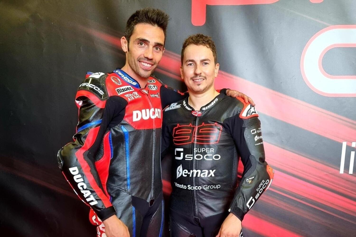 Jorge Lorenzo e Michele Pirro in pista a Misano