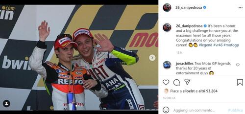 Valentino Rossi si ritira, i piloti della MotoGP (e i rivali storici) lo omaggiano sui social (3)