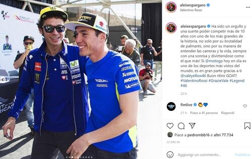 Valentino Rossi si ritira, i piloti della MotoGP (e i rivali storici) lo omaggiano sui social (5)