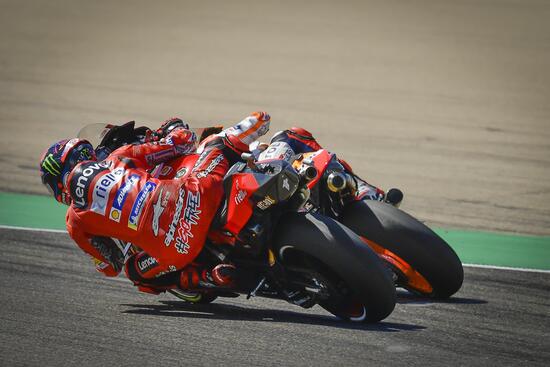 Alcaniz. Marc Marquez (Honda) e Pecco Bagnaia (Ducati)