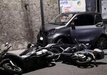 Maiori (SA): perde il controllo dell'auto e fa strike di scooter