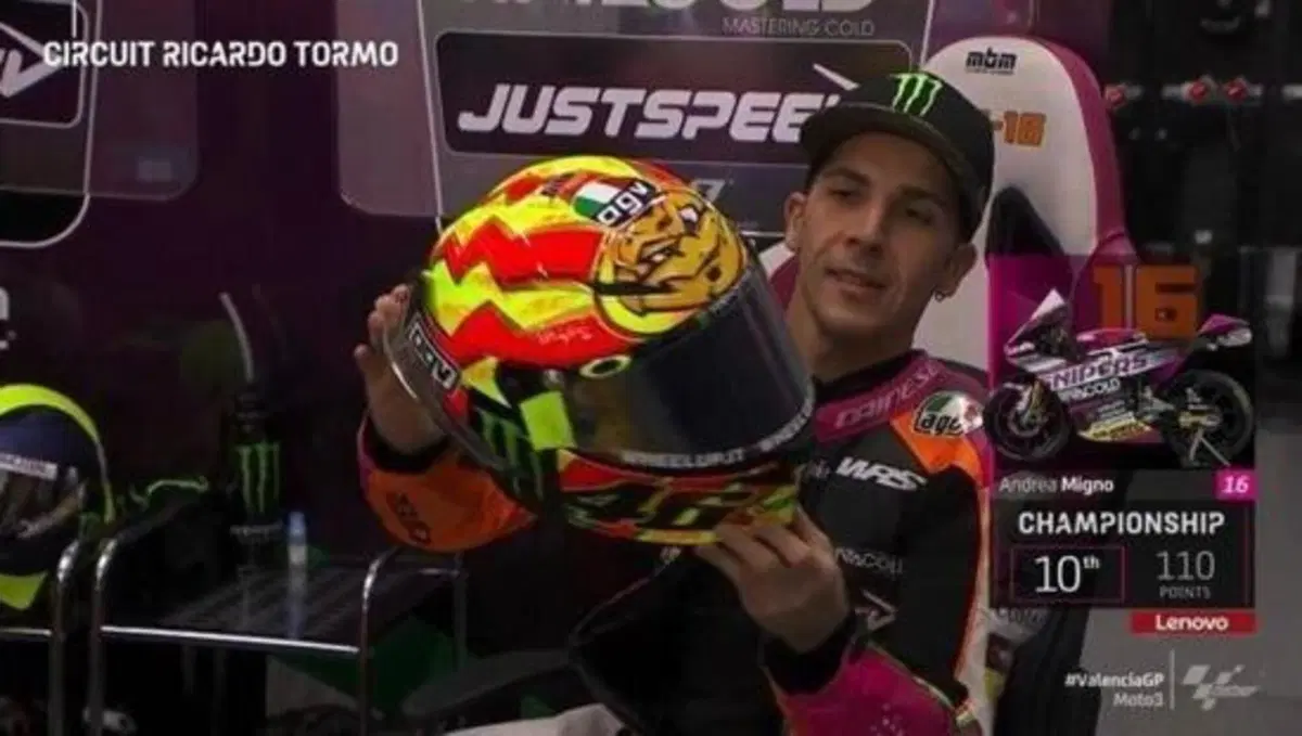 MotoGP 2021. Il GP di Valencia. I piloti dell'Academy riportano in pista i caschi di Rossi [GALLERY] (3)