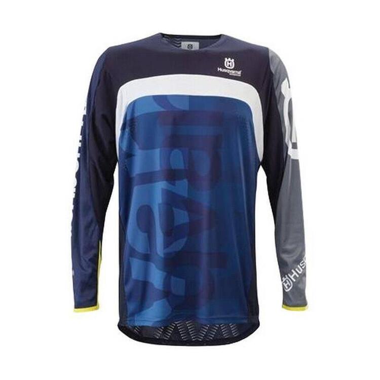 RAILED SHIRT BLU Maglietta MX ad alte prestazioni Husqvarna