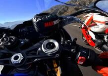 Youtuber follia: con la BMW S1000RR impenna e sorpassa una Ducati Panigale V4S a 200 km/h [VIDEO VIRALE]