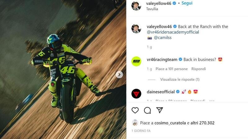 Valentino Rossi torna al Ranch, &egrave; il suo primo allenamento del 2022