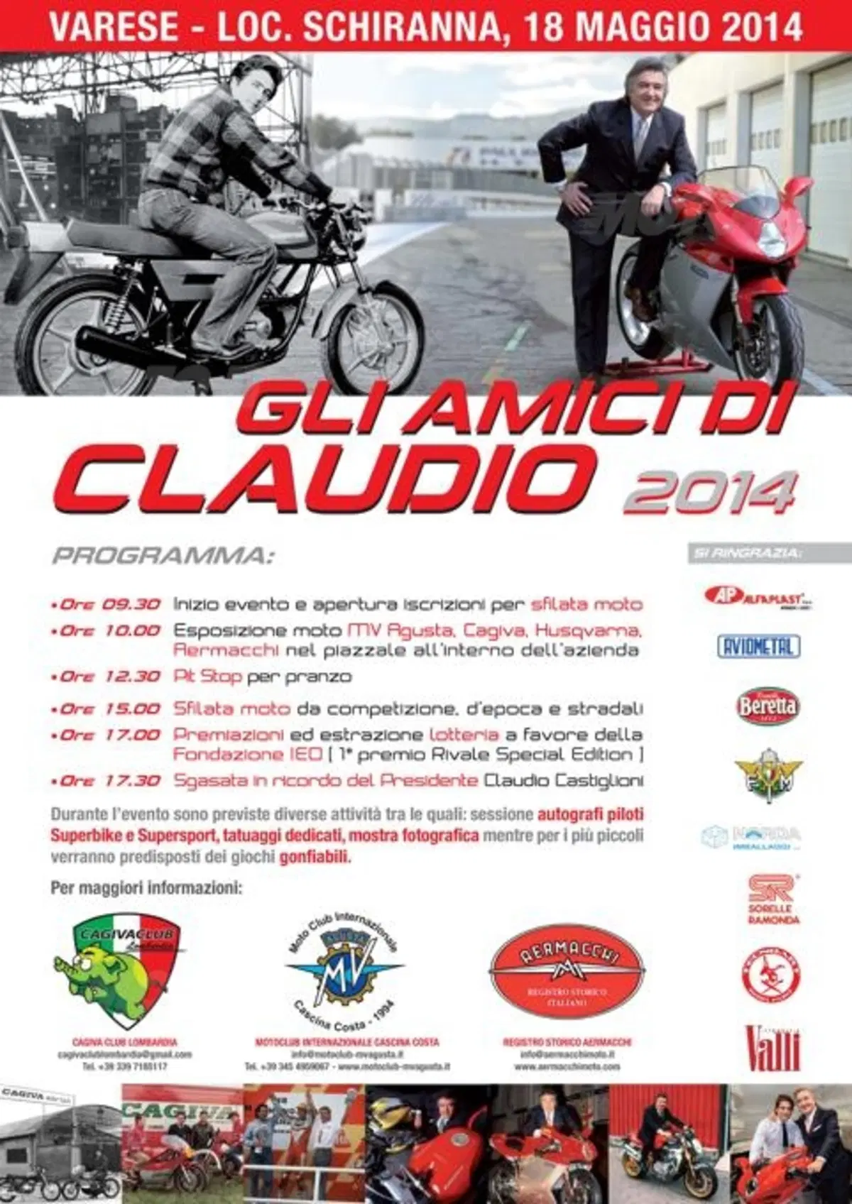 MV Agusta: il raduno "Gli amici di Claudio" il 18 maggio a Varese