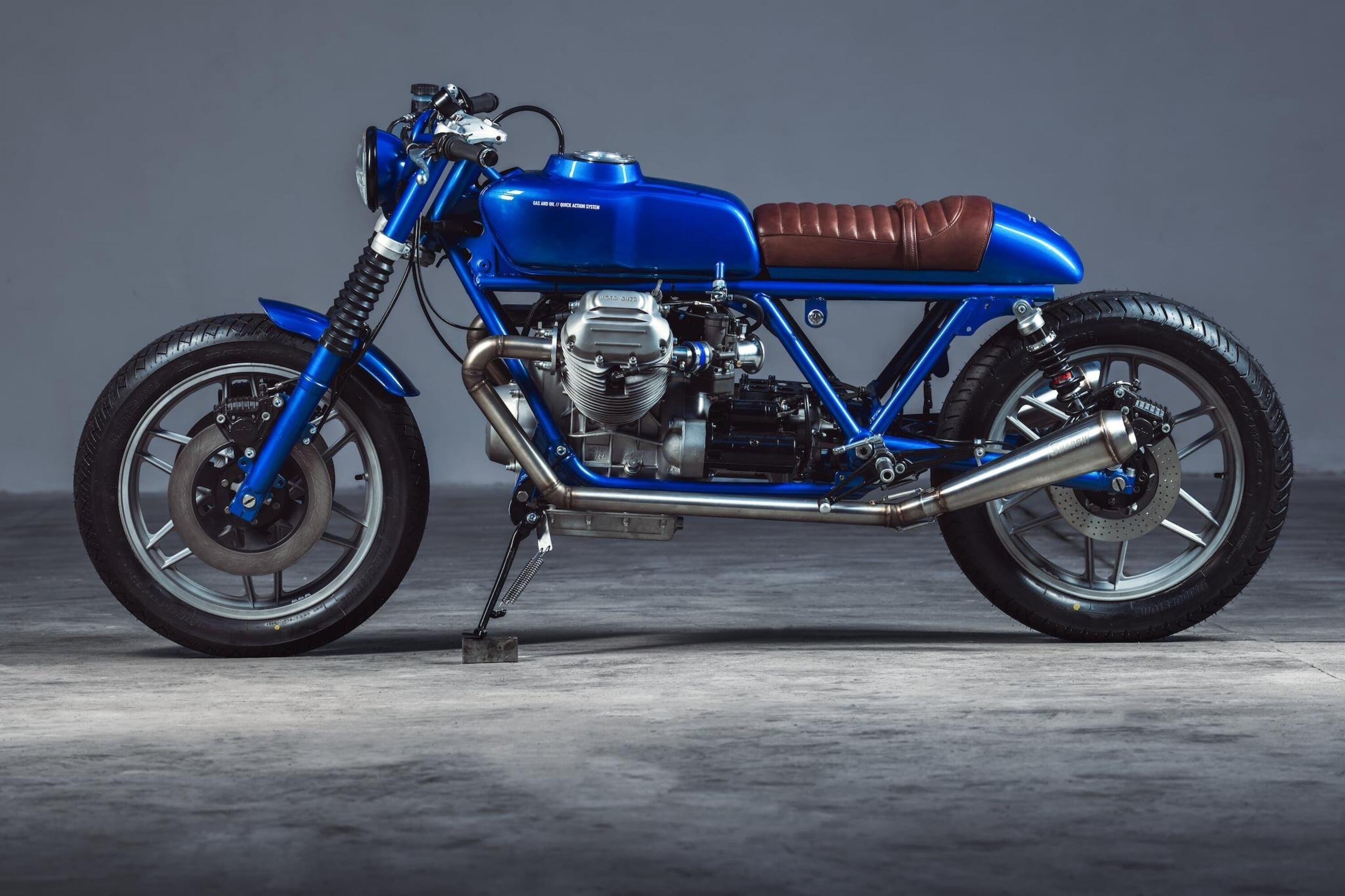 La Moto Guzzi All Blue di Gas and Oil Bespoke Motorcycles