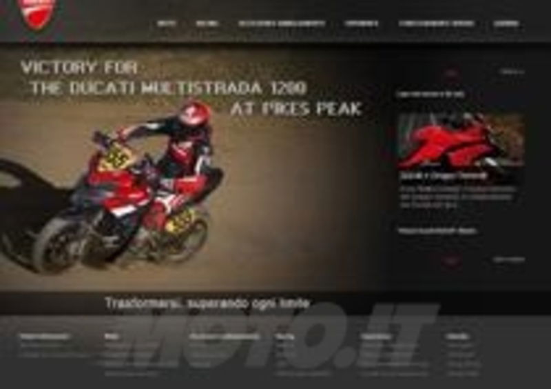 L&#039;homepage del sito Ducati