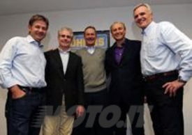 Da sinistra Johnny Braster, Vice Presidente Ohlins, Rinaldi, Kenth Ohlin, Andreani e Alborghetti
