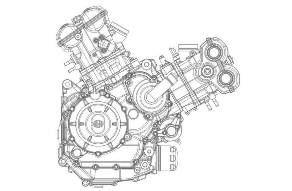Uno dei disegni di brevetto del motore Gilera