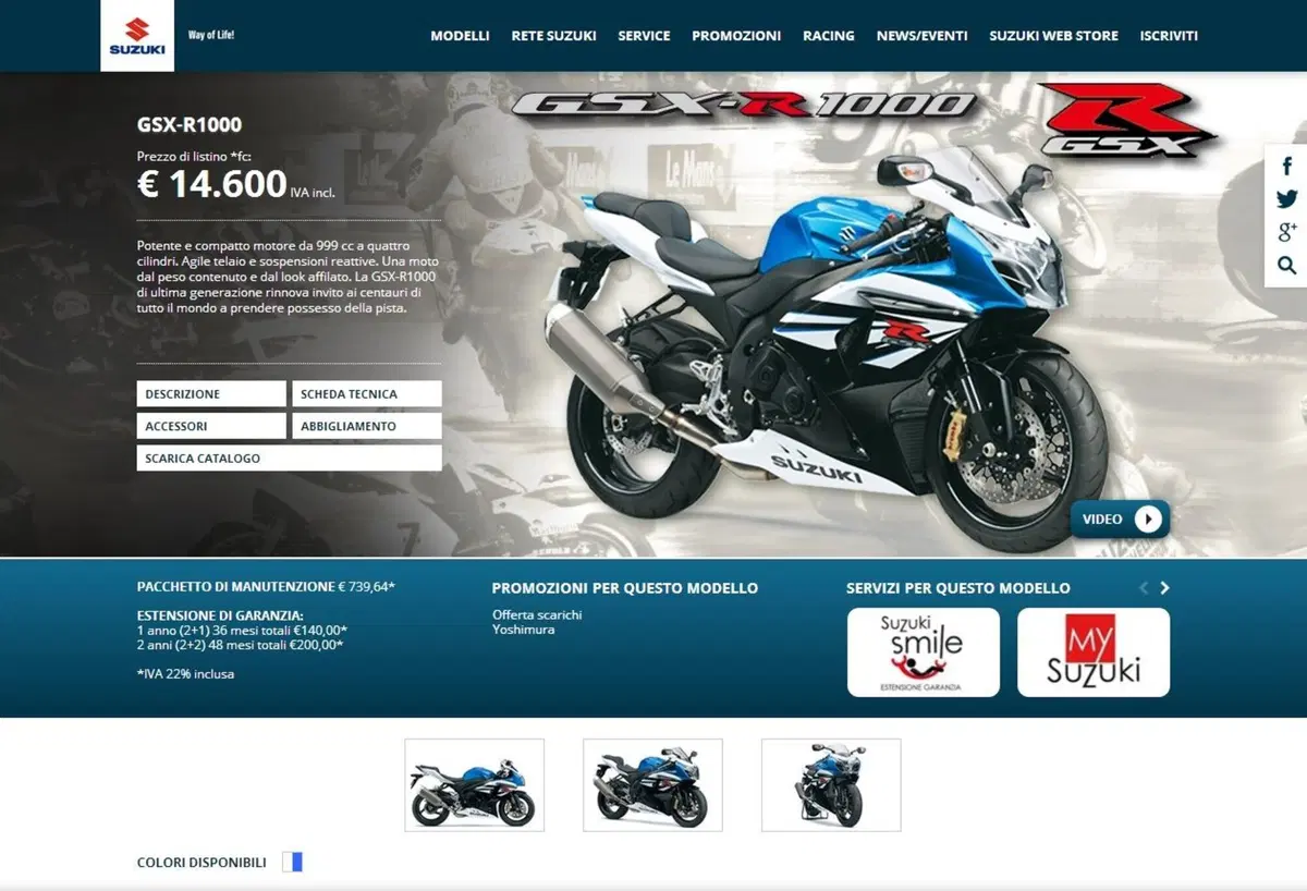 Nuovo sito Internet per Suzuki Moto