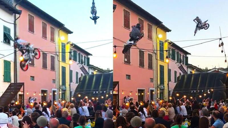 Cenare con le moto che ti passano sopra la testa, ed &egrave; pure per una buona causa [VIDEO VIRALE]