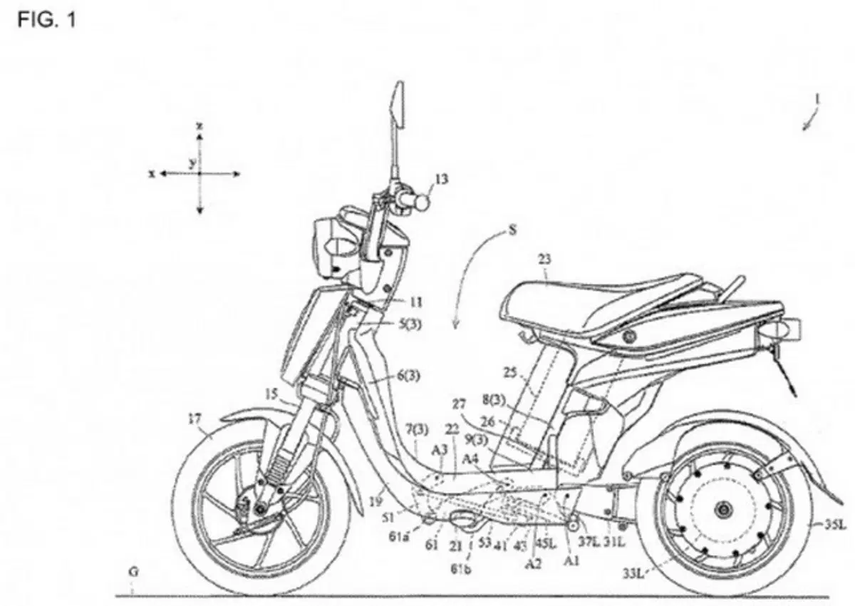 Yamaha, brevetti per un nuovo tre ruote elettrico che piega (3)