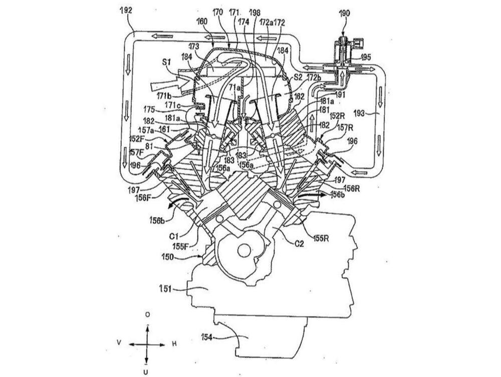 Il sistema di circolazione d'aria del vecchio brevetto che prevedeva lo spegnimento di una bancata dei cilindri