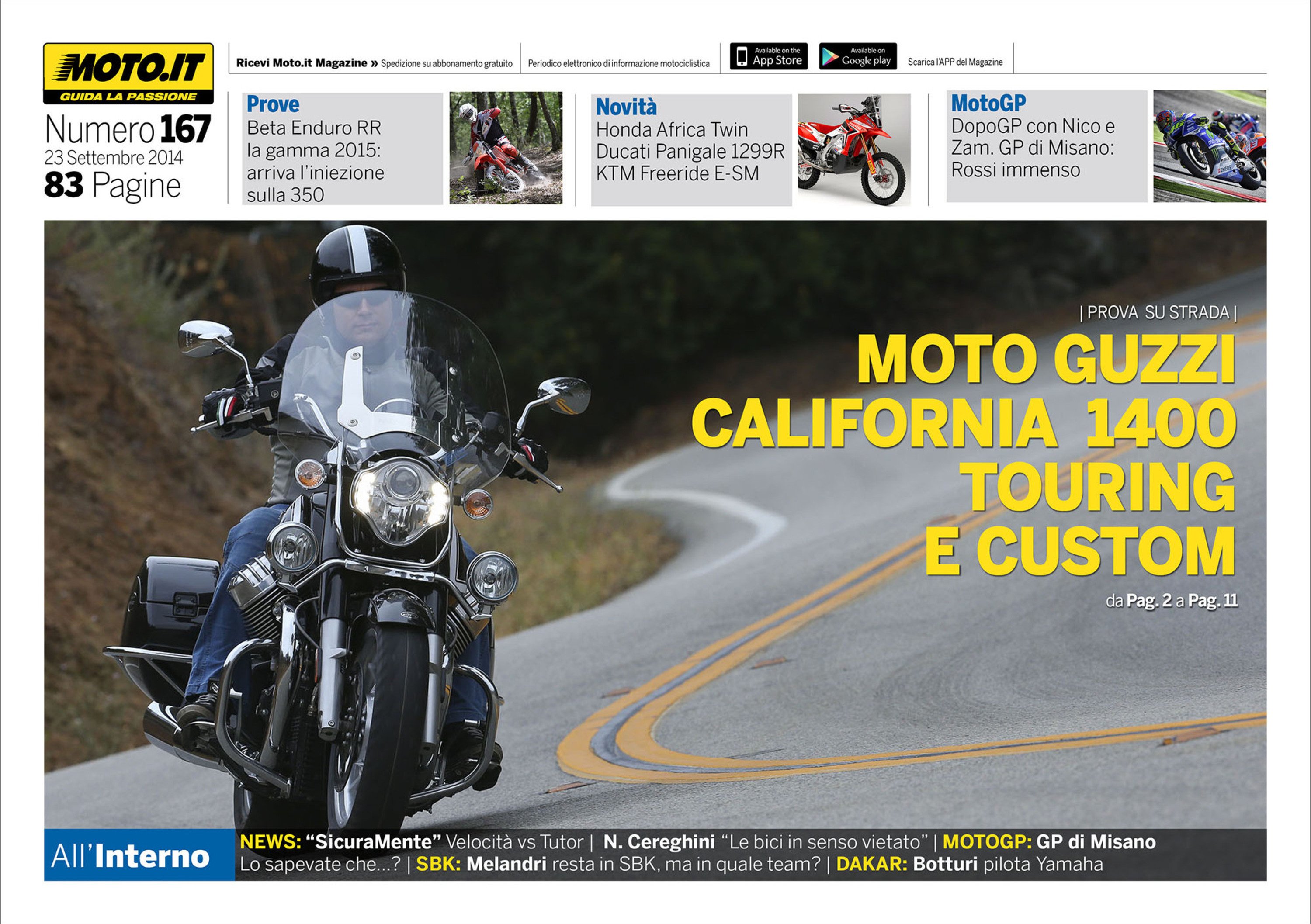 Magazine n&deg;167, scarica e leggi il meglio di Moto.it 